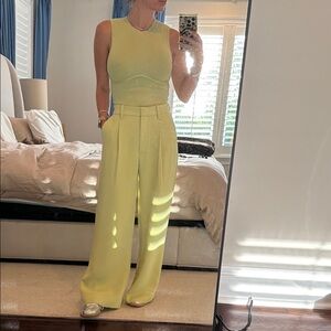 Abercrombie Women's High-Waist Wide-Leg Pants & Tank Set - Light Lime